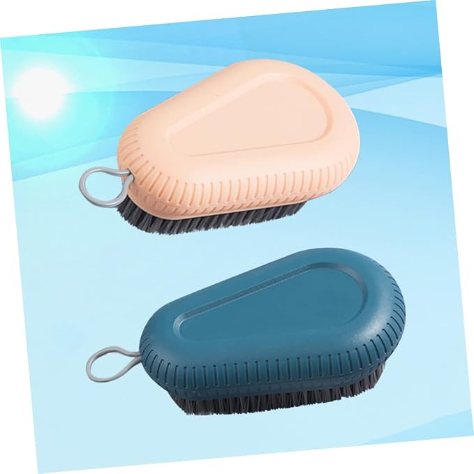 2 Pcs Plastic Laundry Brush Set Handle Random Color Ergonomic Design - Image 6