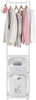 Laundry Sorter Cart with Clothes Rack 2 Layer Laundry Hamper Basket with by KONKENIE