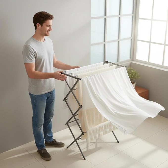 Drying Racks 3 Tier Expandable Clothes Airer Collapsible Clothes Drying Rack - Image 7