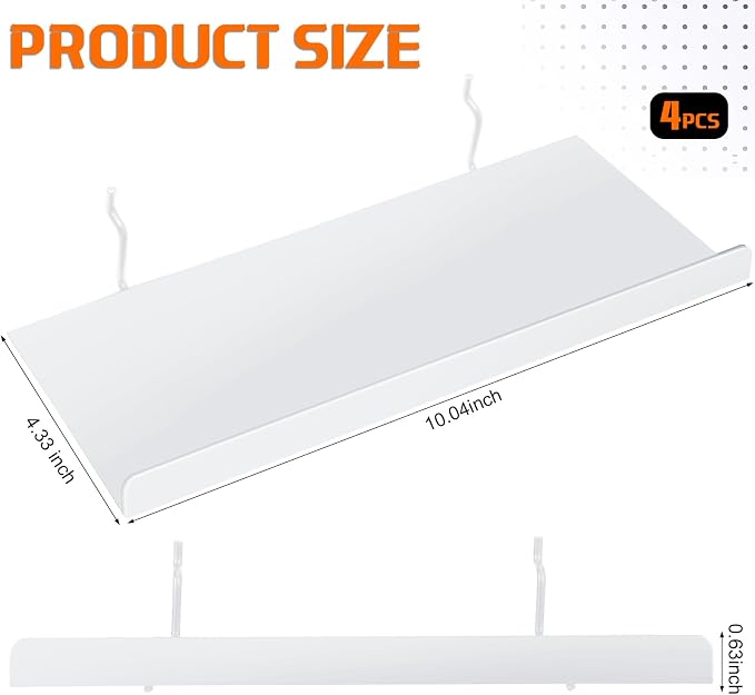4 Pcs Pegboard Shelves Wall Organizer Brackets Pegboard Steel Tray Accessories - Image 2