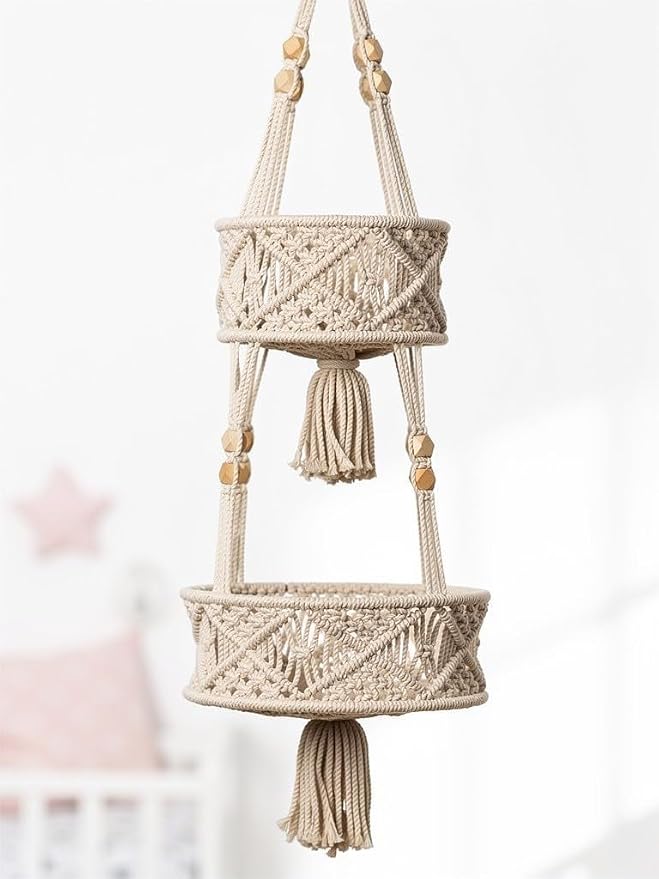 2 Tier Hanging Basket, Macrame Hanging Basket - Image 8