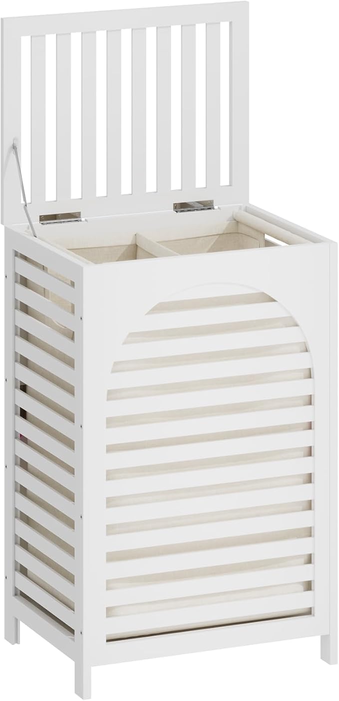 Laundry Hamper with Lid, Bamboo Large Waterproof Clothes Laundry Basket by Kitsanery
