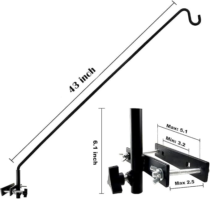 MIXXIDEA Extended Fence Deck Hook Rail Heavy Duty Bird Feeder Hook, Adjustable - Image 3