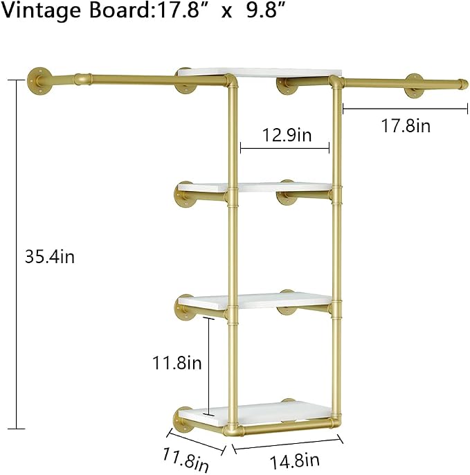 Wall Mounted Pipe Clothing Rack - Image 3