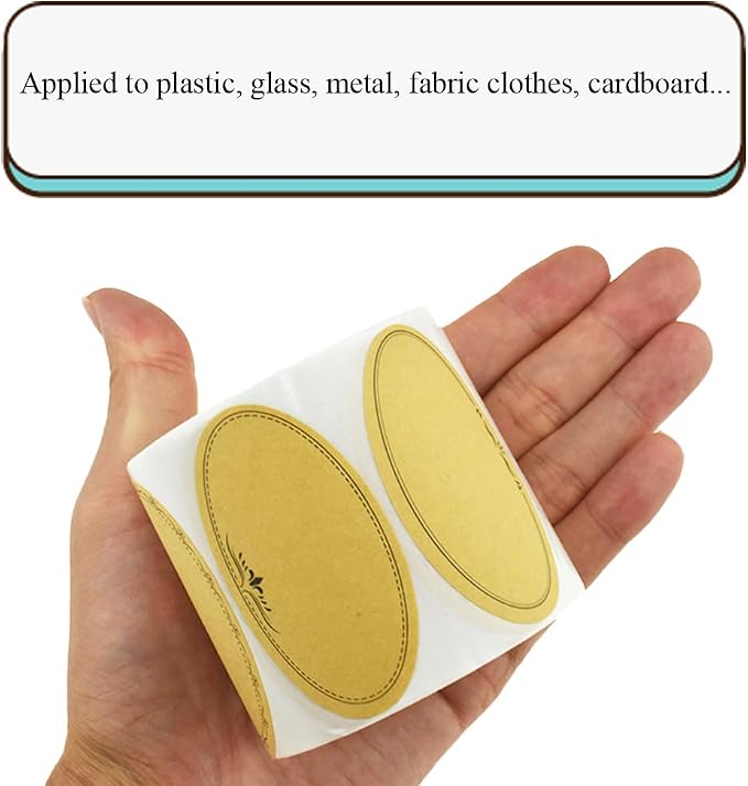 HAHIYO 1.4 * 2.5In 500P Oval Brown Kraft Stickers - Image 4