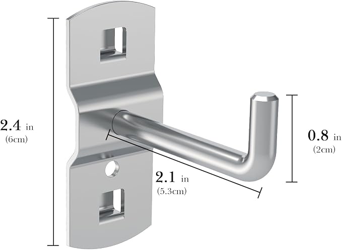 12 Pack 2.3 Inch Alloy Steel Pegboard Hooks, Double-Locking Zinc Plated Heavy - Image 2