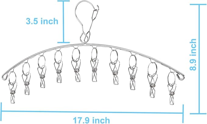 Clothes Drying Rack with 10 Clips, 2 Pack Laundry Drying Rack with Clothes-pegs - Image 8