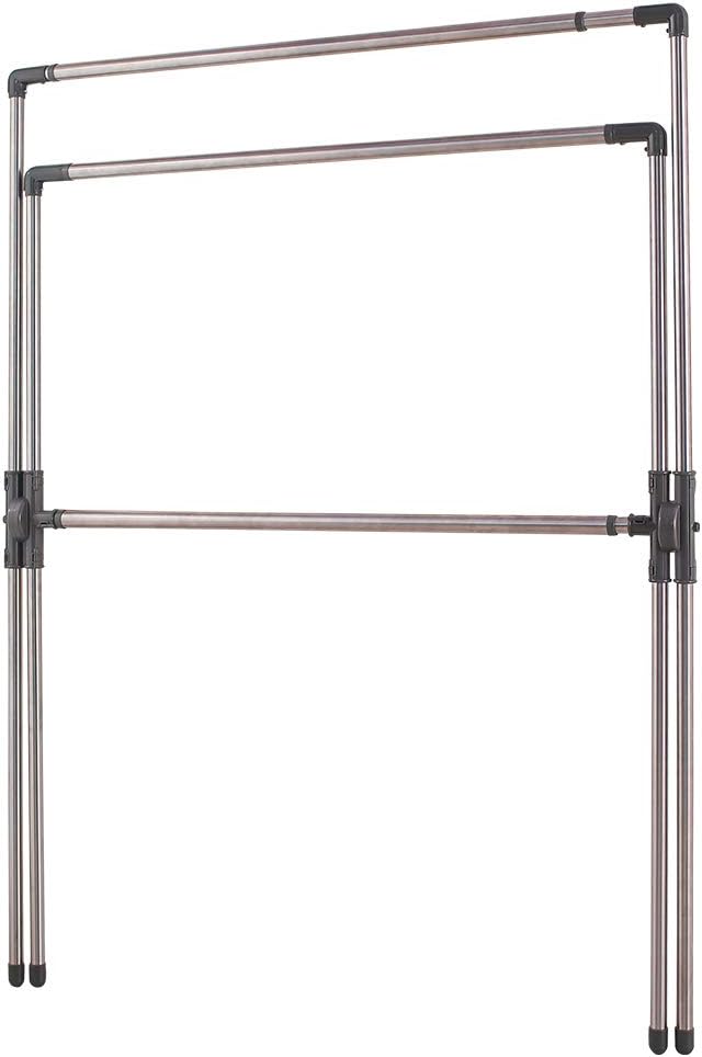 BAOYOUNI Double Poles Folding Clothes Drying Rack Stainless Steel Expandable - Image 8