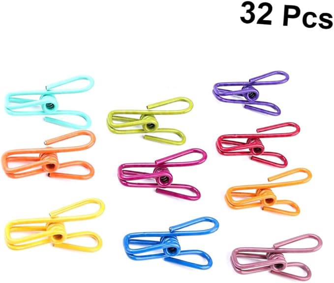 Amosfun 32pcs Multi-Purpose Colorful Utility Clips Steel Wire Clothesline Clips - Image 3
