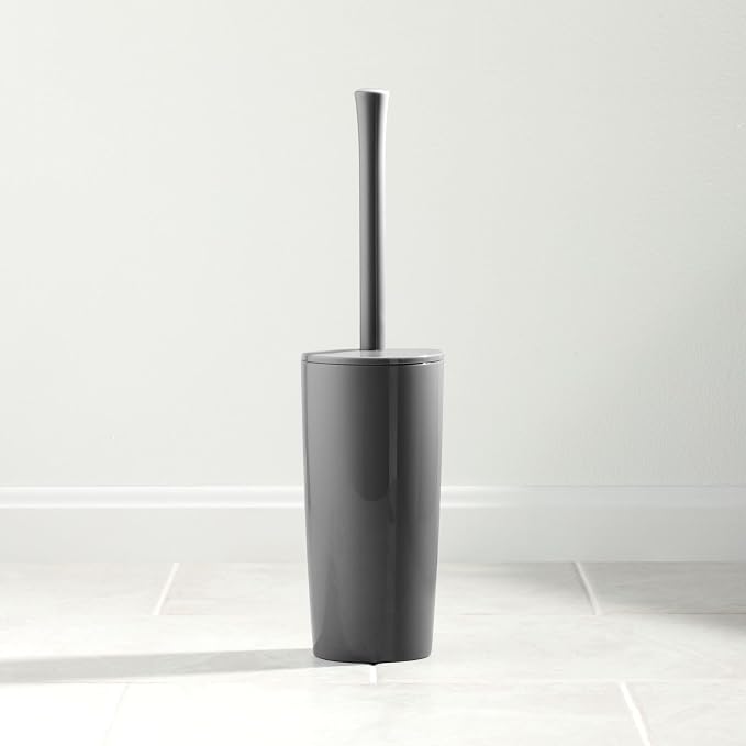 mDesign Slim Plastic Toilet Bowl Brush and Holder Set, Modern Compact Storage - Image 8