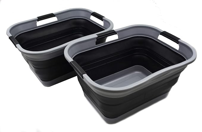 SAMMART Set of 2-30L Collapsible Plastic Laundry Basket by SAMMART