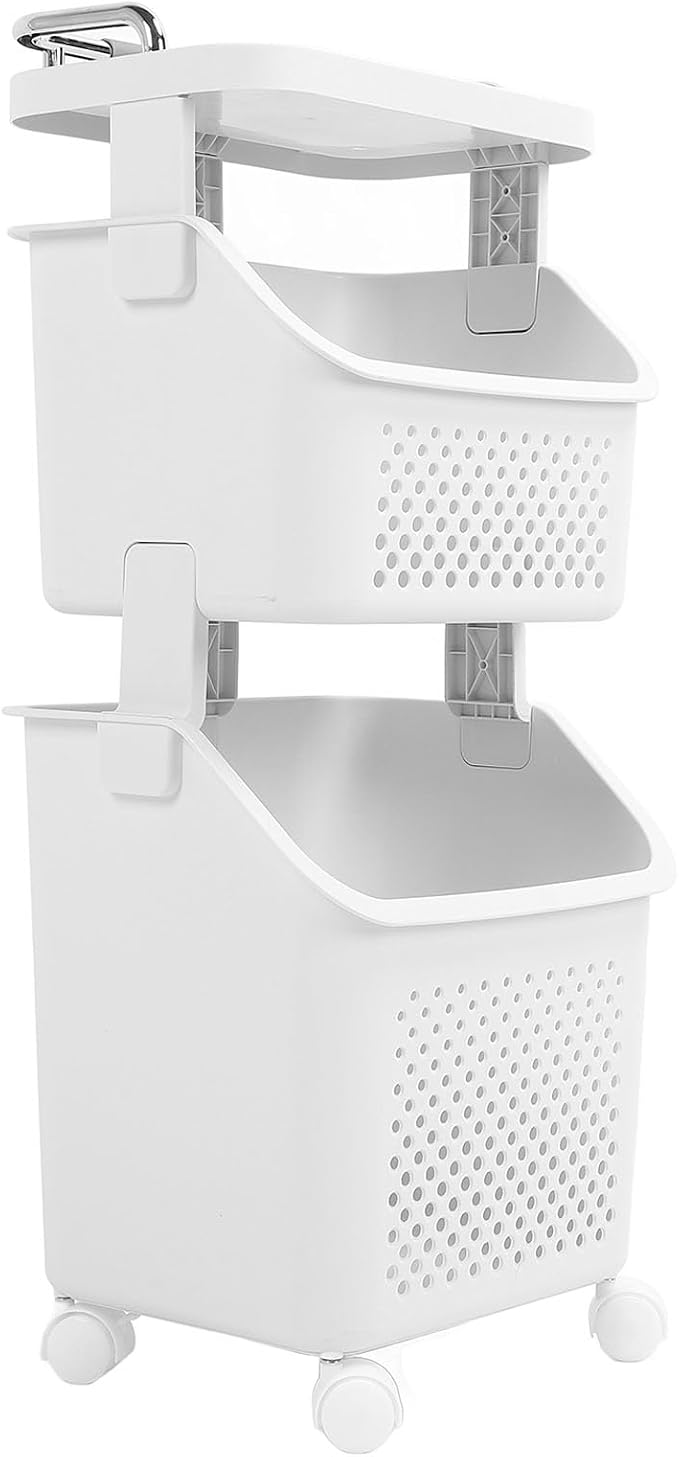 Bathroom Laundry Basket, Stackable Rolling Laundry Hamper, Clothes Storage by FABATER