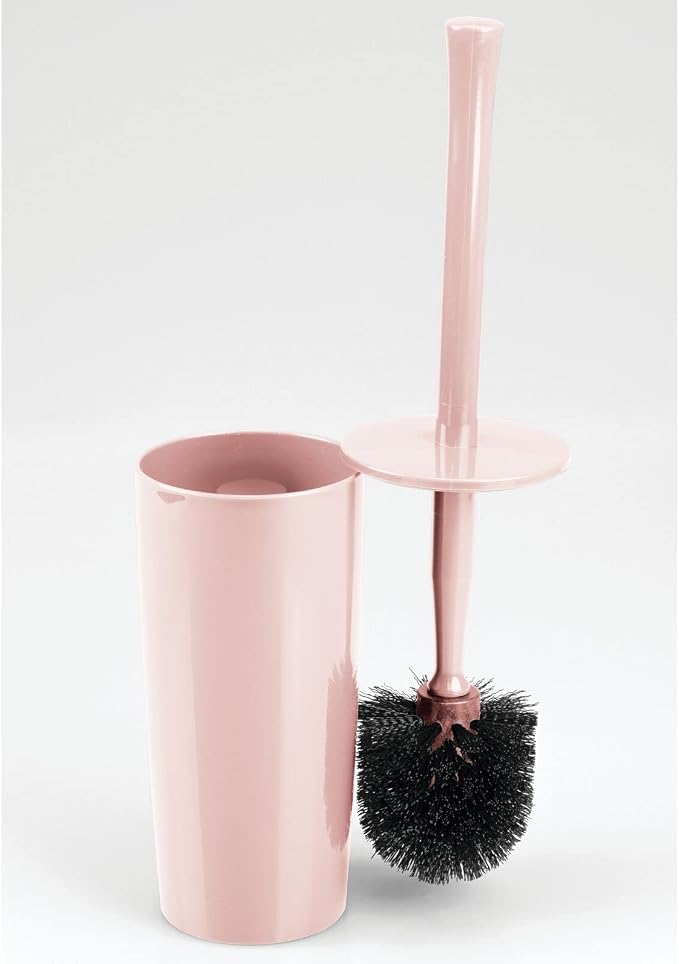 mDesign Slim Plastic Toilet Bowl Brush and Holder Set, Modern Compact Storage - Image 7
