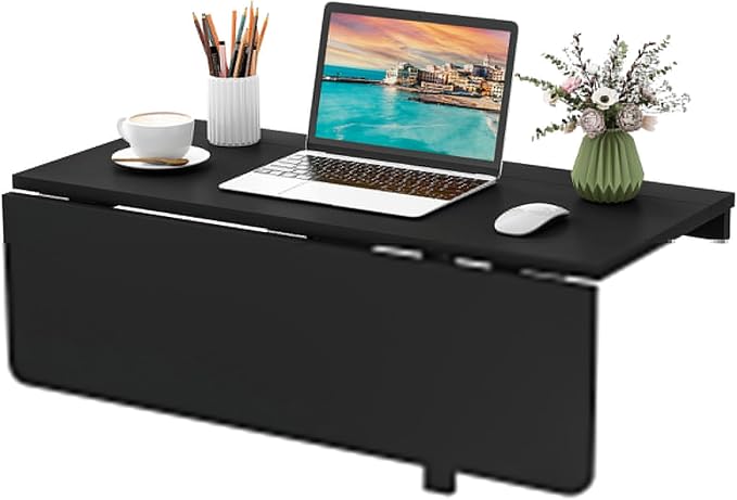 Giantex Wall Mounted Folding Table, 31.5" x 23.5" Wood Murphy Drop-Leaf Table by Giantex