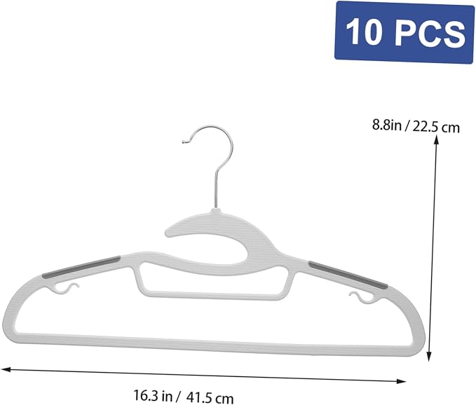 10pcs Non-Slip Extra Wide Plastic Clothes Hangers Heavy Duty Space Saving - Image 2