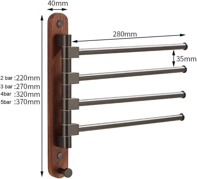 Walnut Wood Swivel Towel Rack Bar - Image 3