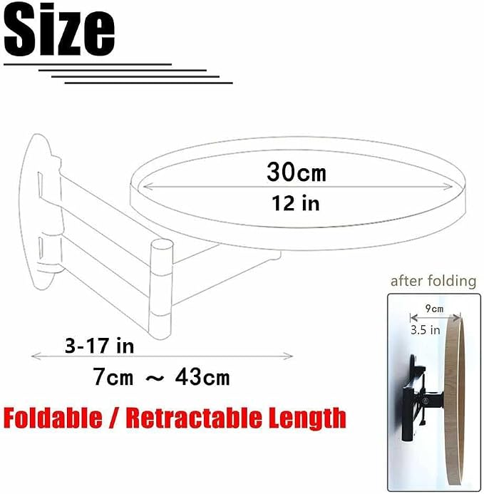 Small Round Wall-Mounted Table, Folding Retractable Coffee Table, Made of Solid - Image 5