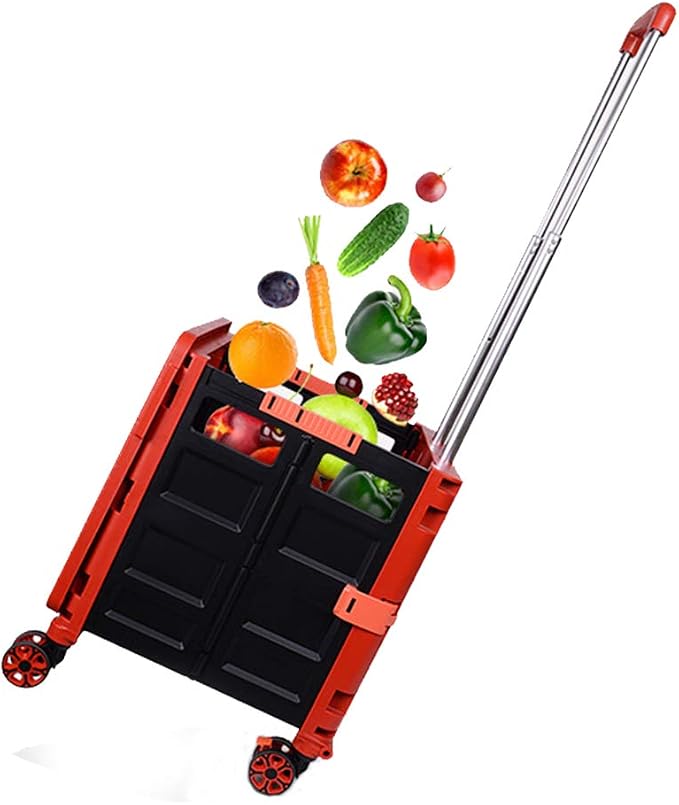 Foldable Utility Cart Folding Portable Rolling Crate Handcart Shopping Trolley - Image 7