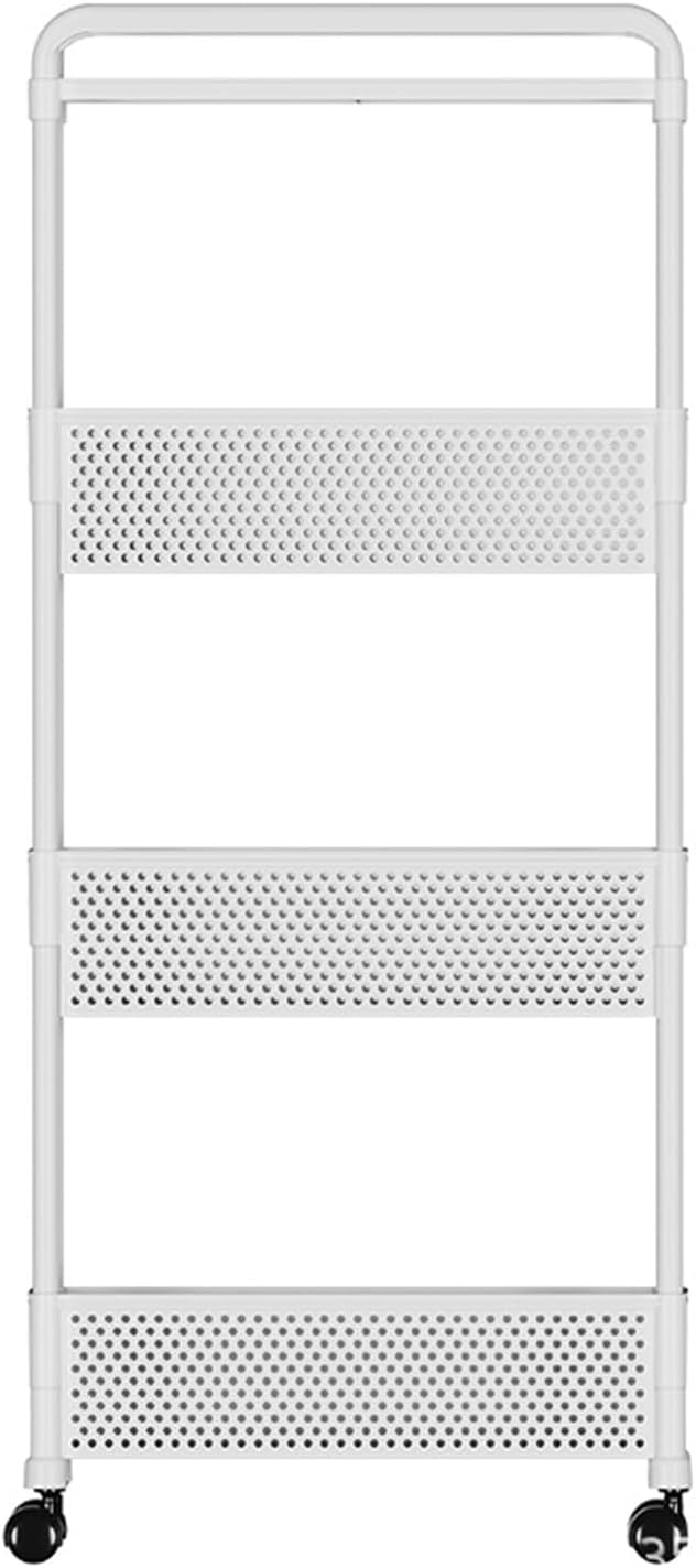 Slim Rolling Storage Cart for Small Space, 4 Tier White Utility Cart Shelves by Halyuhn