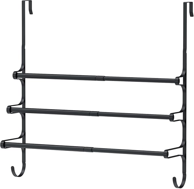 Over The Door Towel Rack, Extendable Triple Towel Storage Holder - Image 3