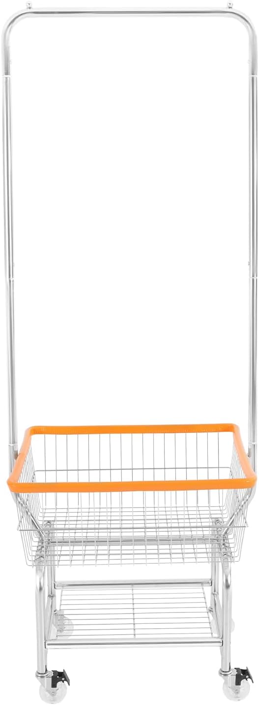 Wire Laundry Cart with Wheels & Hanging Rack, Heavy Duty Rolling Laundry Basket - Image 3