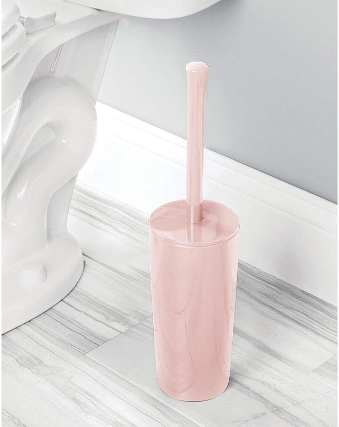 mDesign Slim Plastic Toilet Bowl Brush and Holder Set, Modern Compact Storage - Image 2