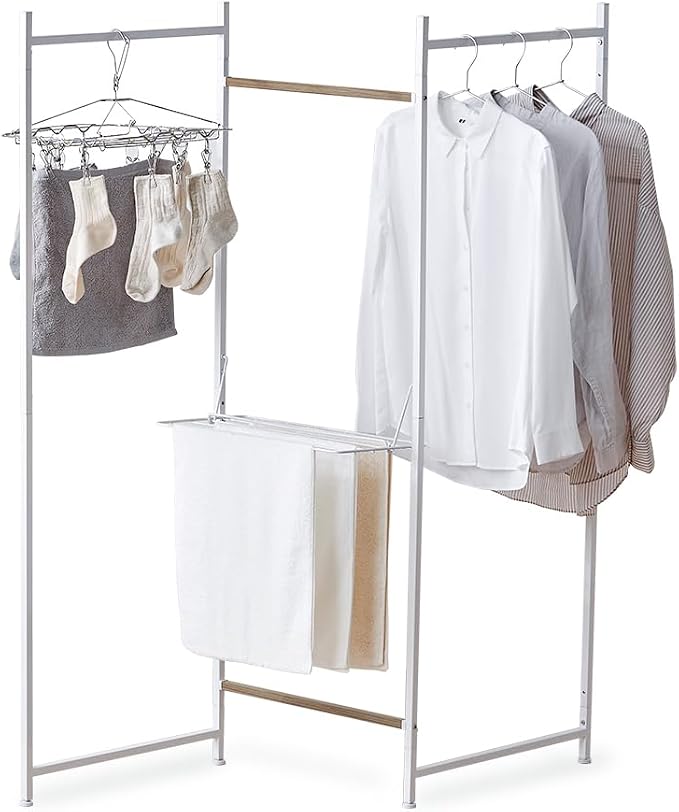 Iris Ohyama OTM-150R Folding Clothes Drying Rack, 3 Tiers, Width 59.1 x Depth by IRISUSA