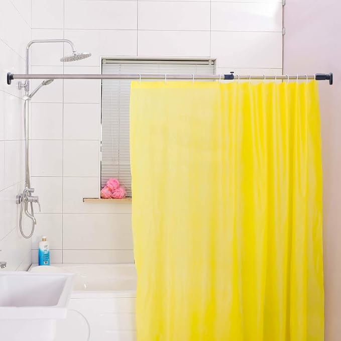 BAOYOUNI Adjustable Shower Window Curtain Tension Rod Oval Head Decorative - Image 2