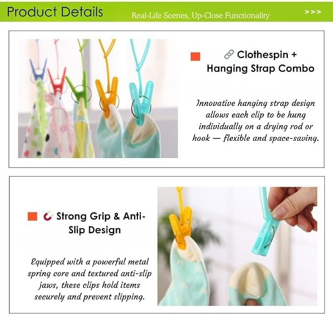 12-Pack Windproof Clothesline Clips - Image 4
