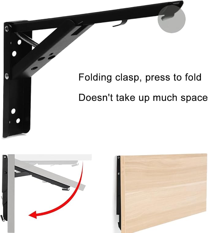 12 in Folding Shelf Hinges, 90 Degree Fold Down Table Wall Mounted Hinges - Image 4