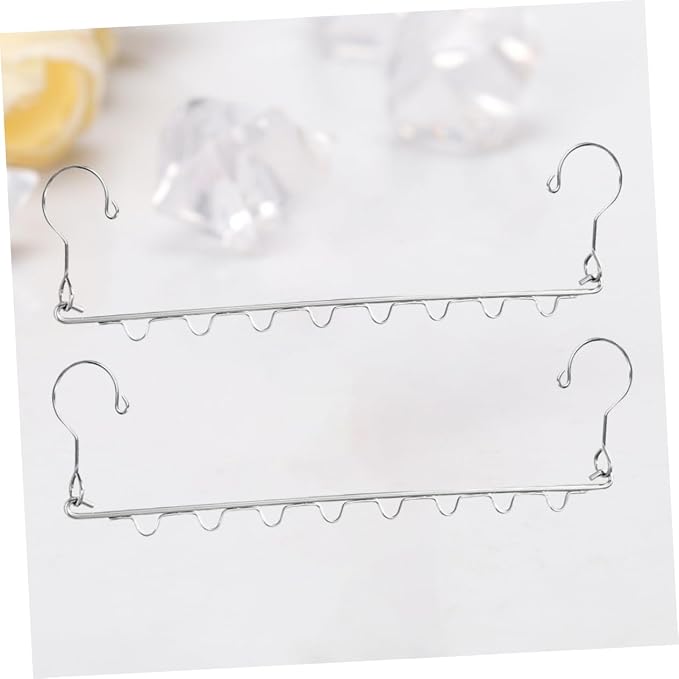2Pcs Stainless Steel Clothes Hangers Multi Port Storage Rack - Image 9