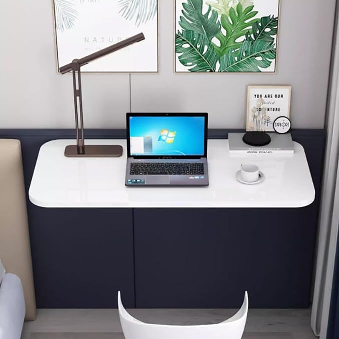 Wall Mounted Folding Table White Floating Desk Fold Down Table - Image 4