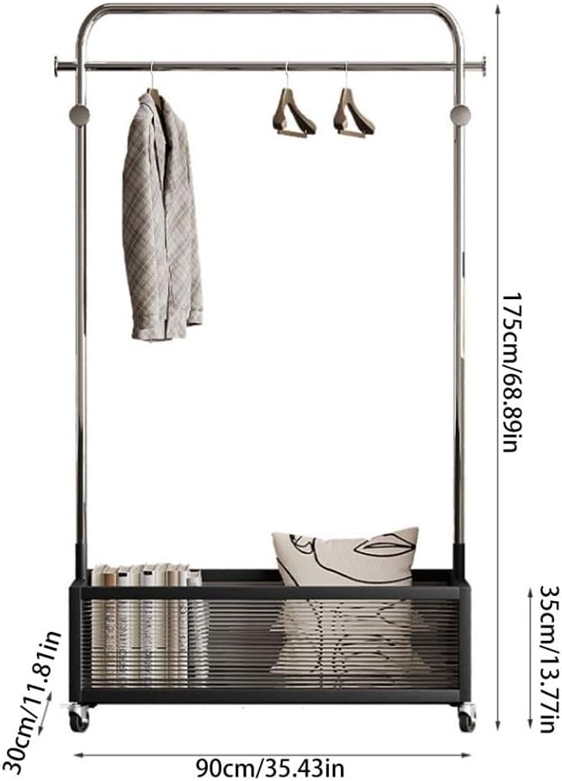 Coat Rack Simple Movable Floor-standing Clothes Hanger Bedroom Drying Clothes - Image 2