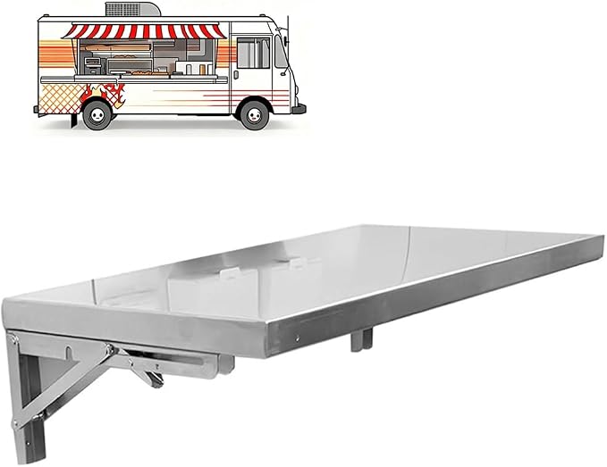 RV Concession Shelf Stainless Steel Folding Table Wall Mount, Fold Down Laundry by Unknown