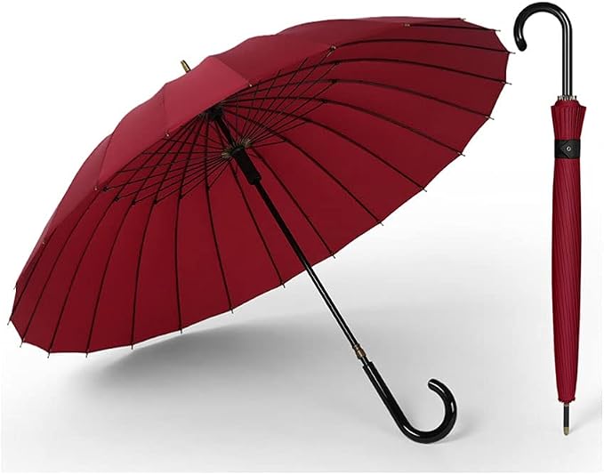 Golf Umbrella with J Handle Windproof Classic Stick Wedding Cane Umbrella by Unknown