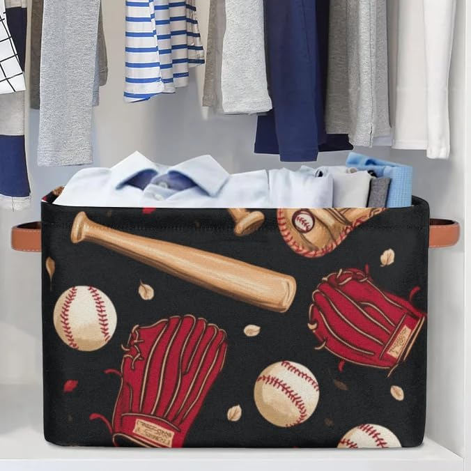 Baseball Bat Storage Baskets Glove Balls Collapsible Storage Bins Closet - Image 5