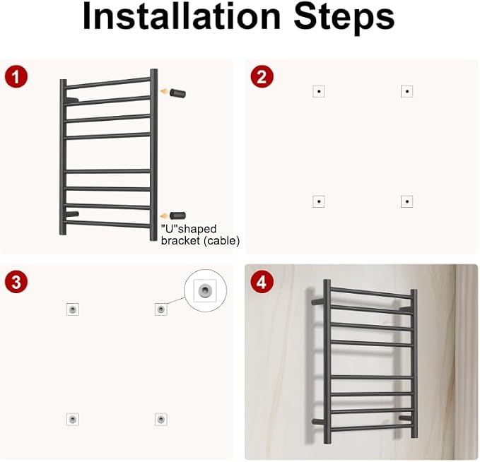 Electric Towel Warmer for Bathroom Wall Mounted Drying Rack Plug-in Electric - Image 7
