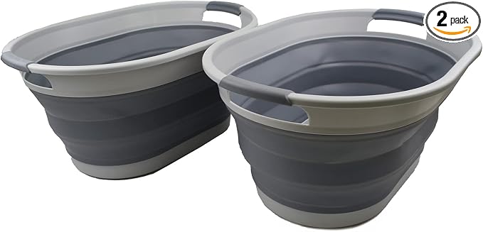 SAMMART 28L Oval Collapsible Plastic Laundry Basket by SAMMART