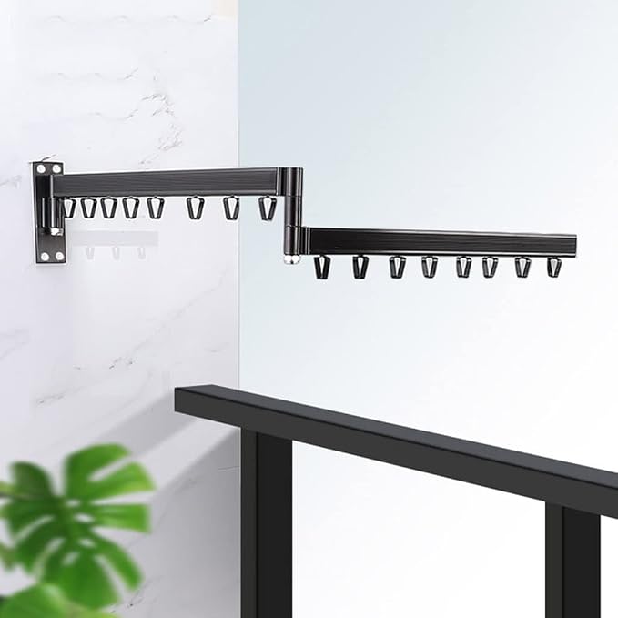Folding Wall Mounted Clothes Hanger Outdoor Balcony Multi-Function Drying Rack by Unknown