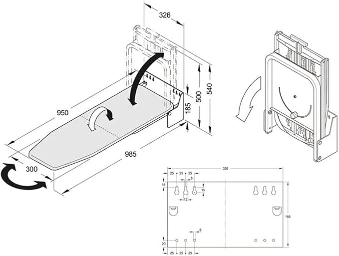 Folding Ironing Board, Wall Mounted Ironing Board, 180° Rotary Folding - Image 7