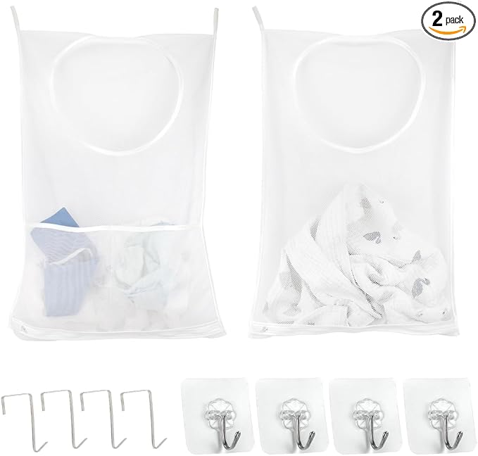 ZIIYAN 2 Pack Door Hanging Laundry Hamper Bag, Mesh Laundry Bag, Large Dirty by ZIIYAN