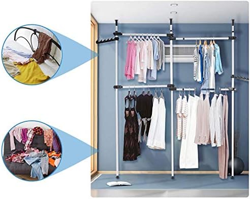 Garment Rack Clothing Hanger, Heavy Duty Adjustable Closet Rod Double Rail - Image 8
