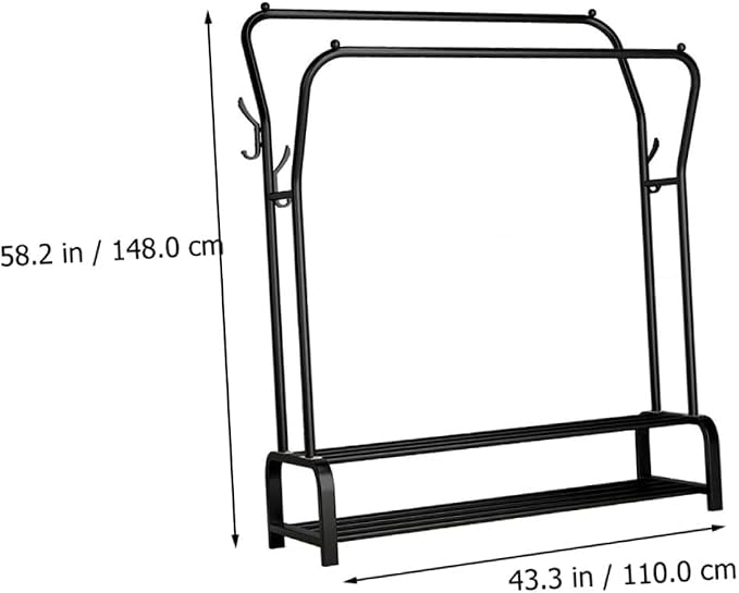 Double Pole Clothes Rack Heavy Duty Metal Garment Stand - Image 2