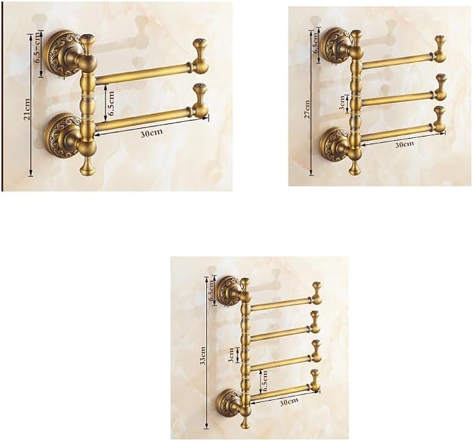 Vintage Swivel Towel Rack Bar Rails Gold - Image 3
