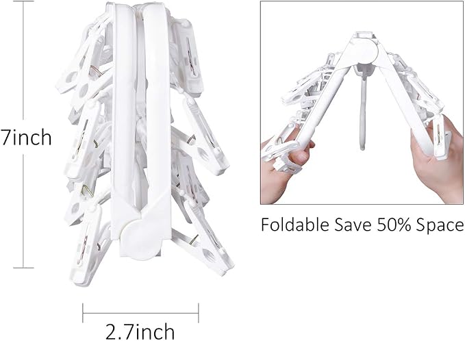 Foldable Plastic Hangers with 26 Drying Clips, Underwear Hanger with Clips - Image 4