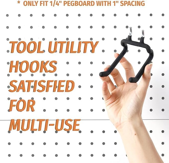 HUHOLE 8 Pack Pegboard Drill Holder and Utility Hooks Set Heavy Duty Vinyl - Image 4