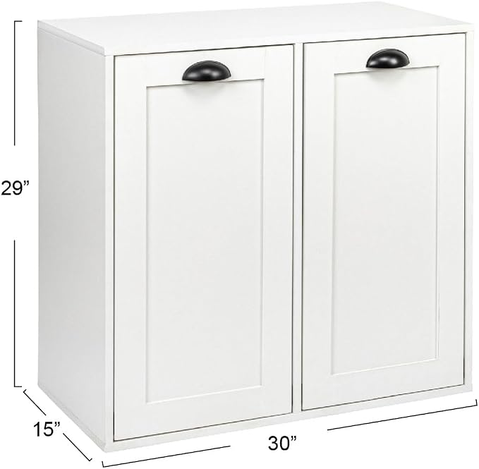 Household Essentials Laundry Sorter Cabinet, Scandi White Finish - Image 3