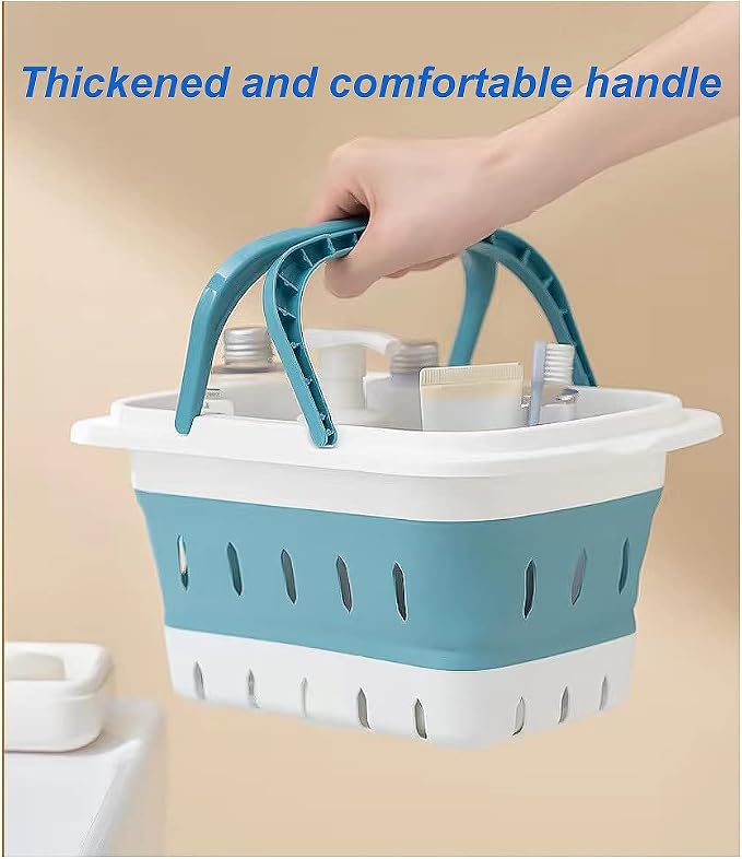 2 Pack Portable Shower Caddy Tote, Plastic Storage Collapsible Basket - Image 5