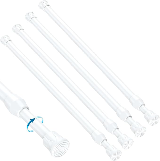 4PCS Small Tension Curtain Rod 16 to 28 Inch, Loaded Expandable Spring Curtain by MEXAUSPRINGCURTAINRODS