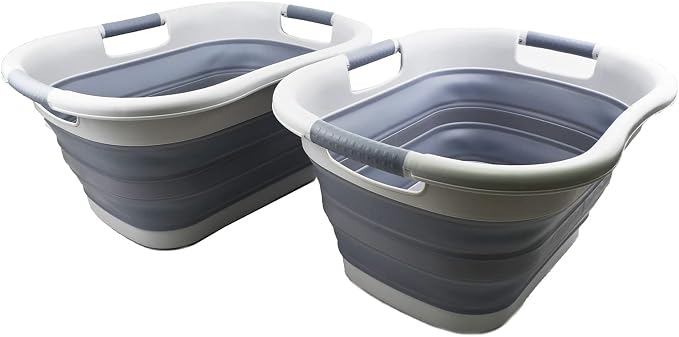 SAMMART 30L Collapsible Plastic Laundry Basket by SAMMART